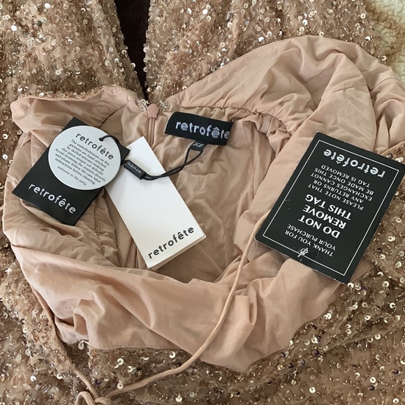 retrofete x REVOLVE Skylar Jumpsuit in Gold & Cream Sequin in Metallic Gold - Picture 5 of 6